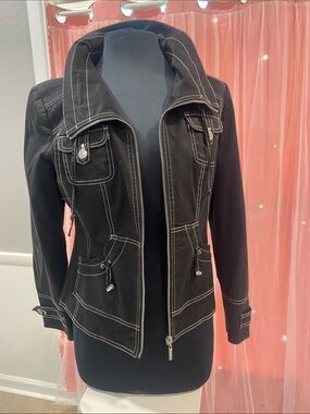 Eric Women's Black Utility Jacket with Contrast Stitching size 6